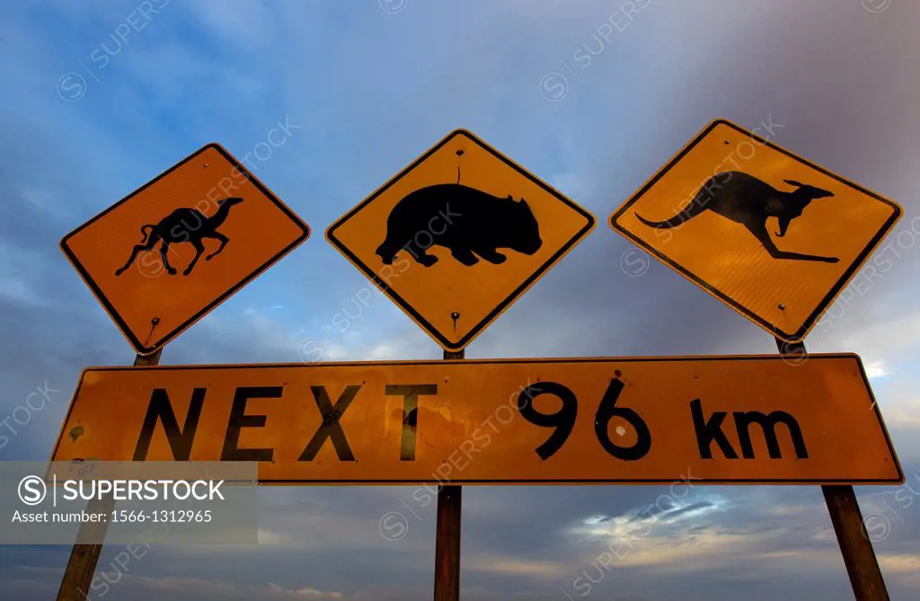 Road sign, Nullarbor Roadhouse, South Australia, Australia.