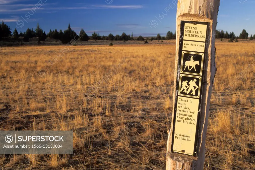 Wilderness sign, Steens Mountain Wilderness, Steens Mountain Recreation Area, Oregon.
