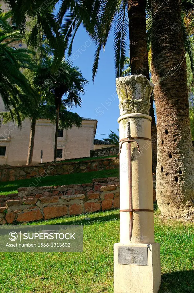Cabra Córdoba Spain. Replica Sword of El Cid in the village of Cabra.