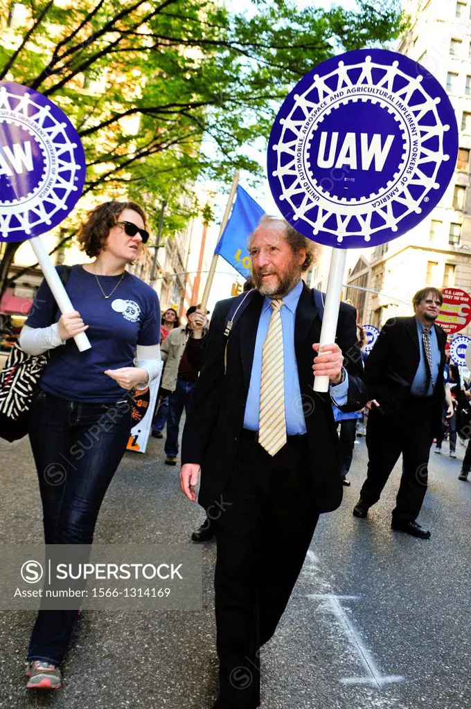 May Day 2013, International Workers Day, New York City, Union Square vicinity, lower Manhattan, USA.