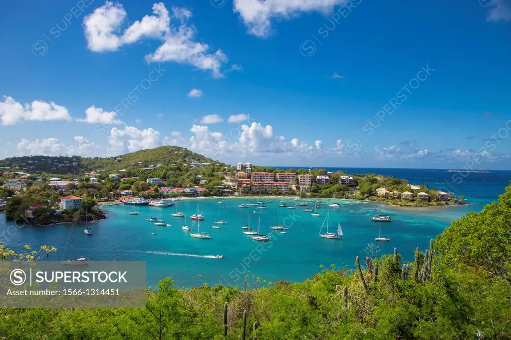 Town of Cruz Bay on the Caribbean Island of St John in the US Virgin Islands.
