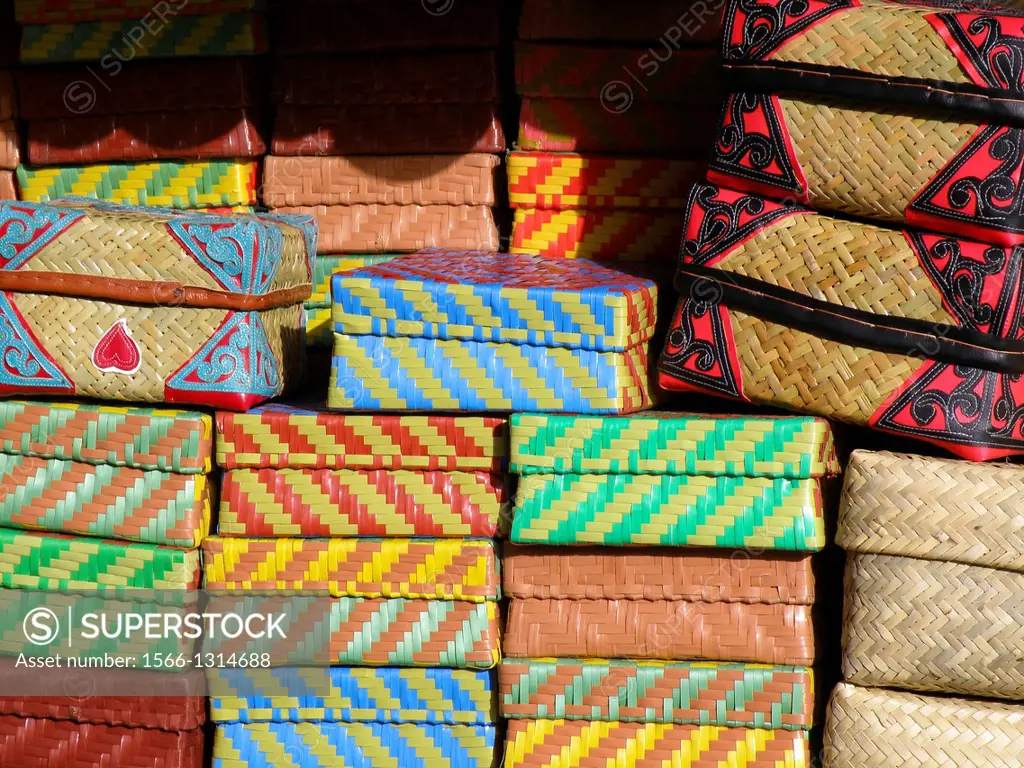 Shop of wicker box in Jokhang Temple, Lhasa, Tibet, Asia