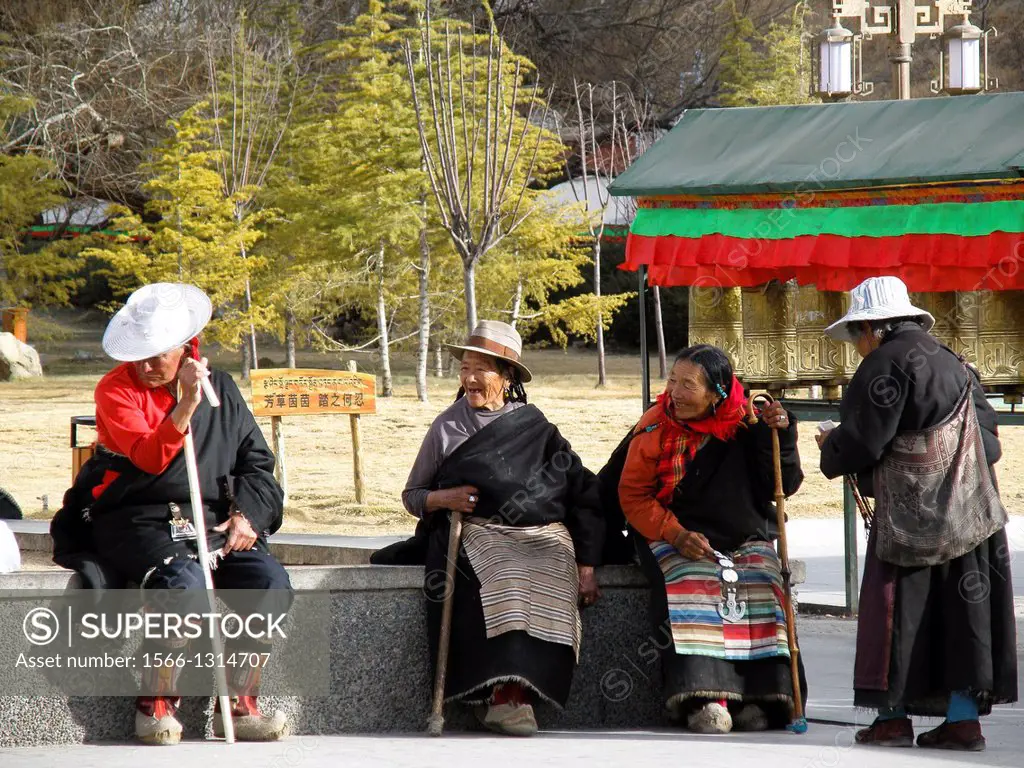 Tibetan women in Potala Palace in Lhasa, Tibet, China