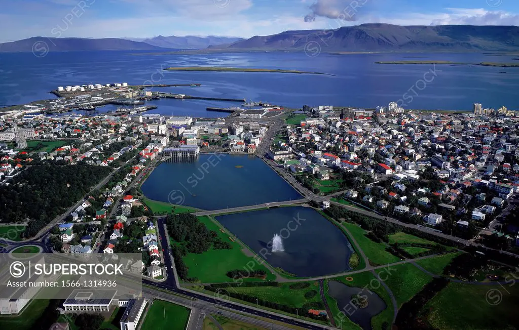 Aerial view of Reykjavik, Iceland.