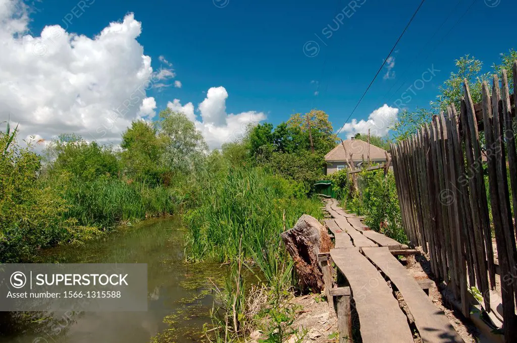 Canal in Vylkove or Vilkovo, also known as ""Ukrainian Venice"", Ukraine, Eastern Europe,.