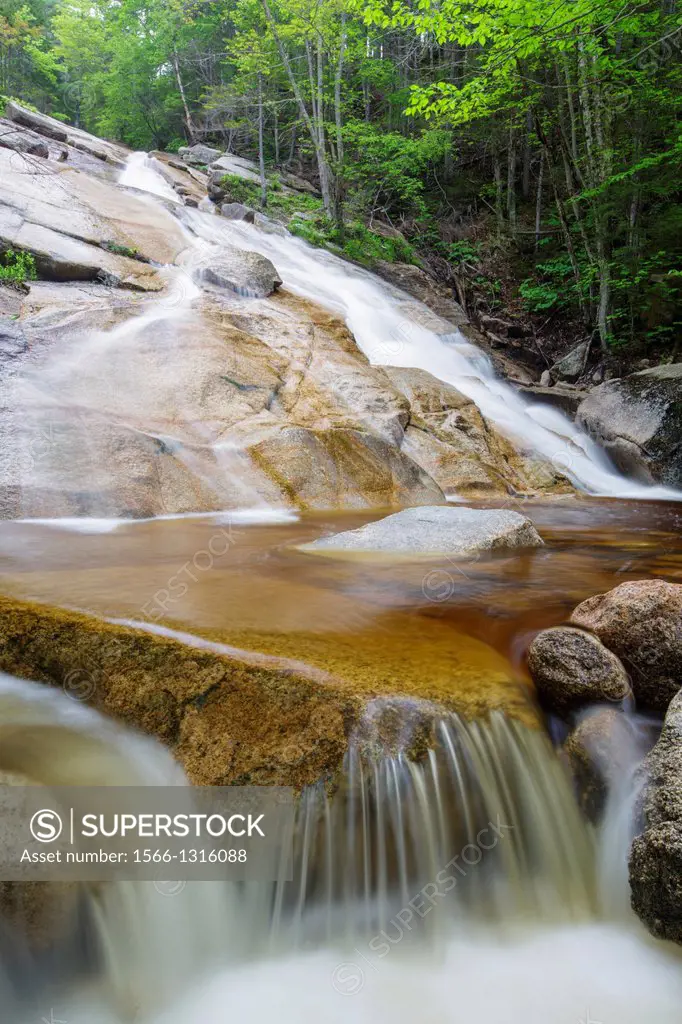 The ""other"" Pitcher Falls, located on the South Fork of the Hancock Branch in the White Mountains, New Hampshire USA during the spring months.