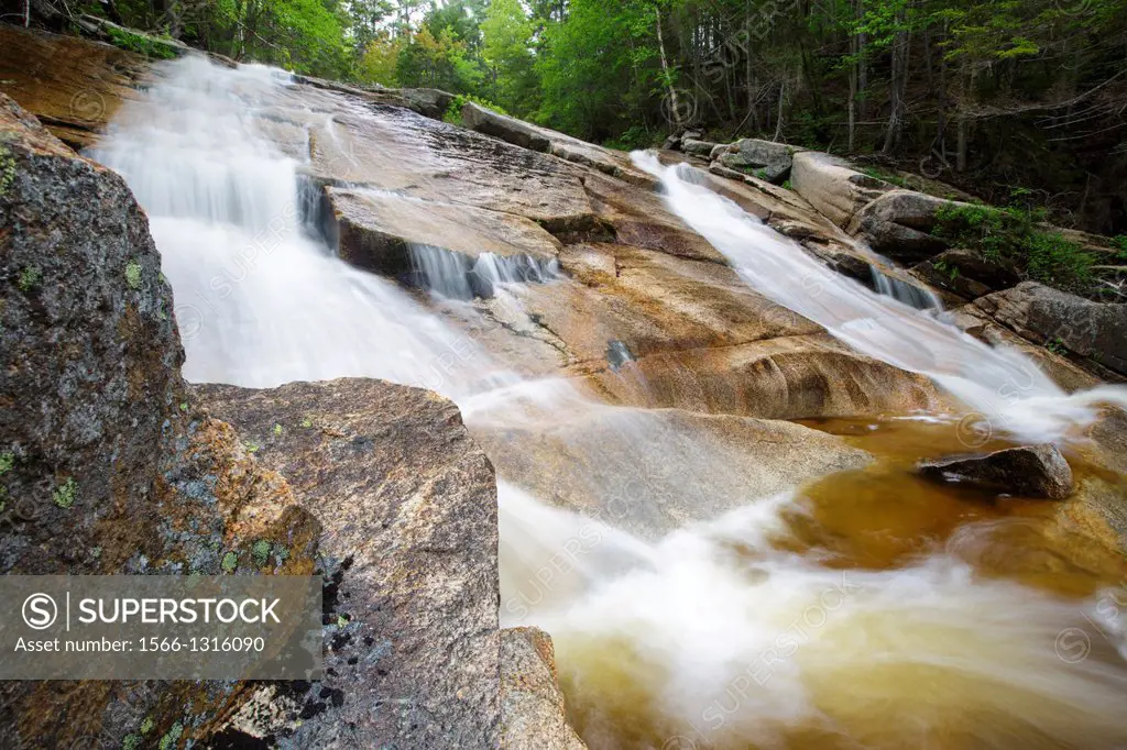 The ""other"" Pitcher Falls, located on the South Fork of the Hancock Branch in the White Mountains, New Hampshire USA during the spring months.