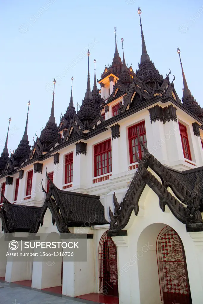 Thailand, Bangkok, Phra Nakhon, Wat Ratchanatdaram, Buddhist temple, Loha Prasat, Maha Chetsadabodin Pavilion, Rattanakosin Exhibition Hall, historic,...