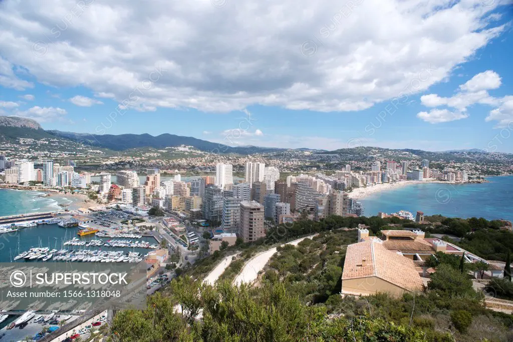 Panoramic view of Calpe from the Ifach, Calpe, Alicante, Spain.