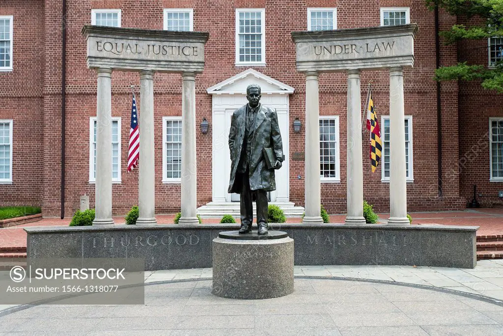 Supreme court justice Thurgood Marshall sculpture Annapolis, Maryland, USA.