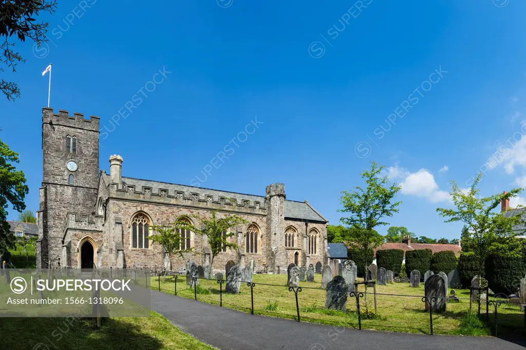 The Curch of All Saints in the market town of Dulverton in Exmoor National Park, Somerset, England.