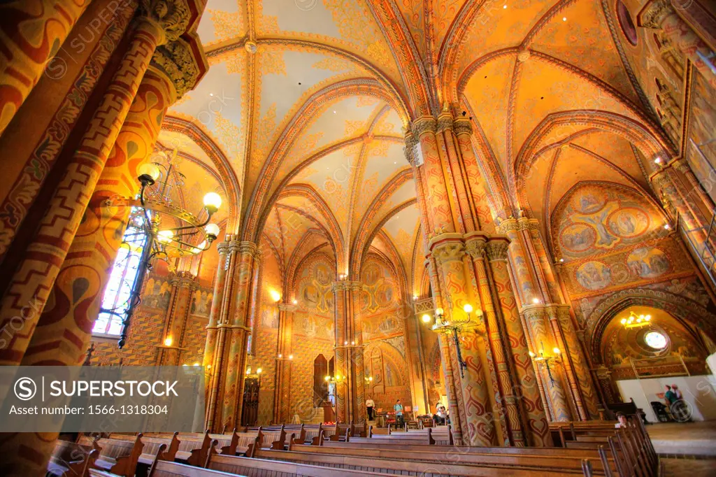 Interior of Matthias Church, Budapest, Hungary.