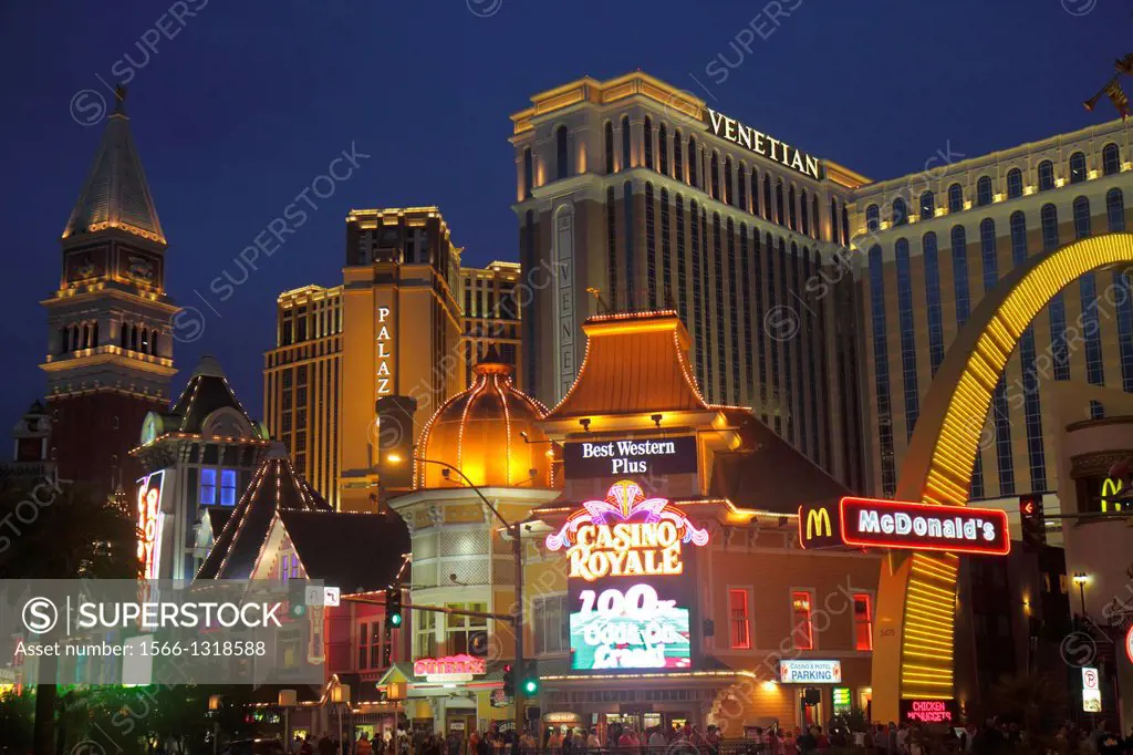 Nevada, Las Vegas, The Strip, South Las Vegas Boulevard, McDonald's, fast food, restaurant, The Venetian, Casino Royale, The Palazzo, night, nightlife...