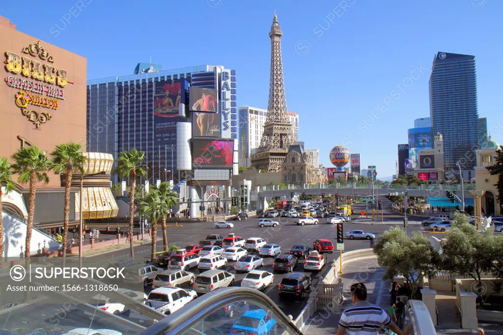 Nevada, Las Vegas, The Strip, South Las Vegas Boulevard, Bill's Gamblin' Hall & Saloon, Bally's Las Vegas Hotel and Casino, Paris Las Vegas Hotel and ...