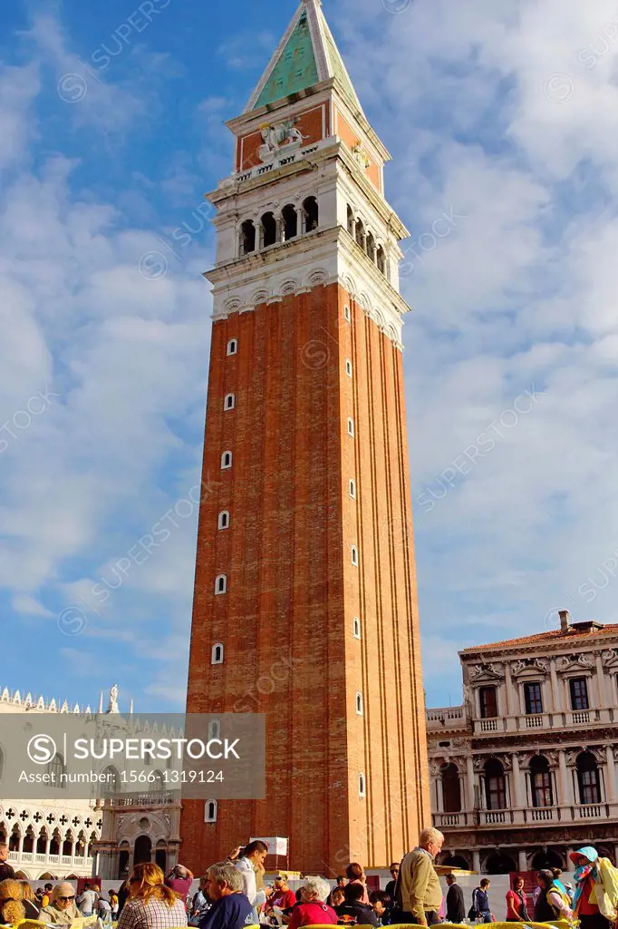 Venice (Italy). Bell tower of the Basilica of San Marco in Venice city.