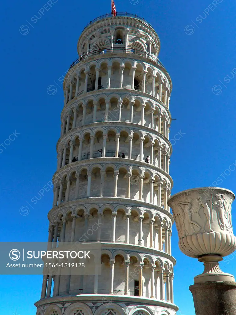 Pisa (Italy). Leaning Tower of Pisa in the Square of Miracles in Pisa.