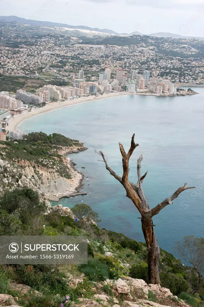 Panoramic view of Calpe from the Ifach, Calpe, Alicante, Spain.