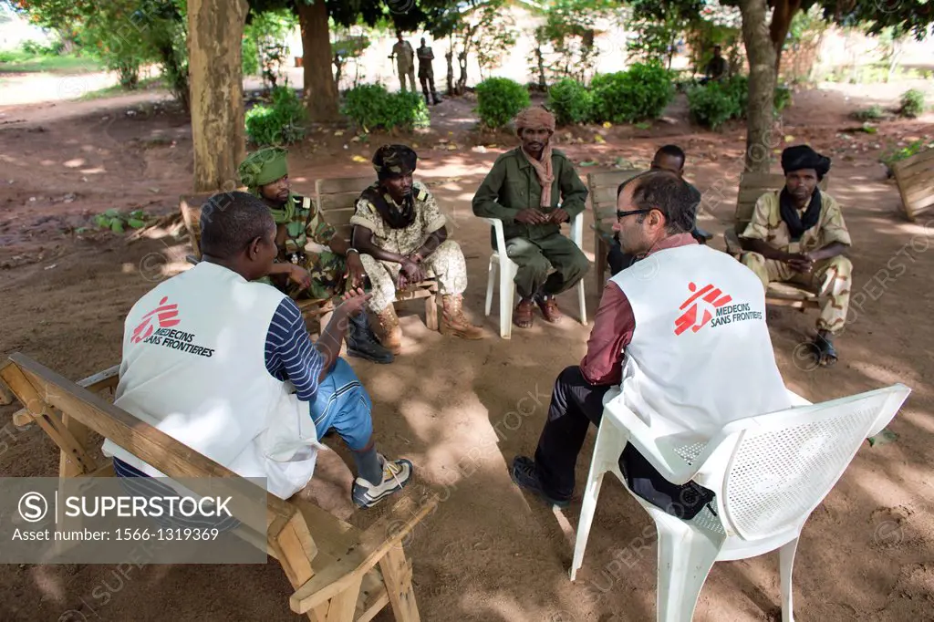 MSF negotiating with rebel leaders in batangafo, central african republic.