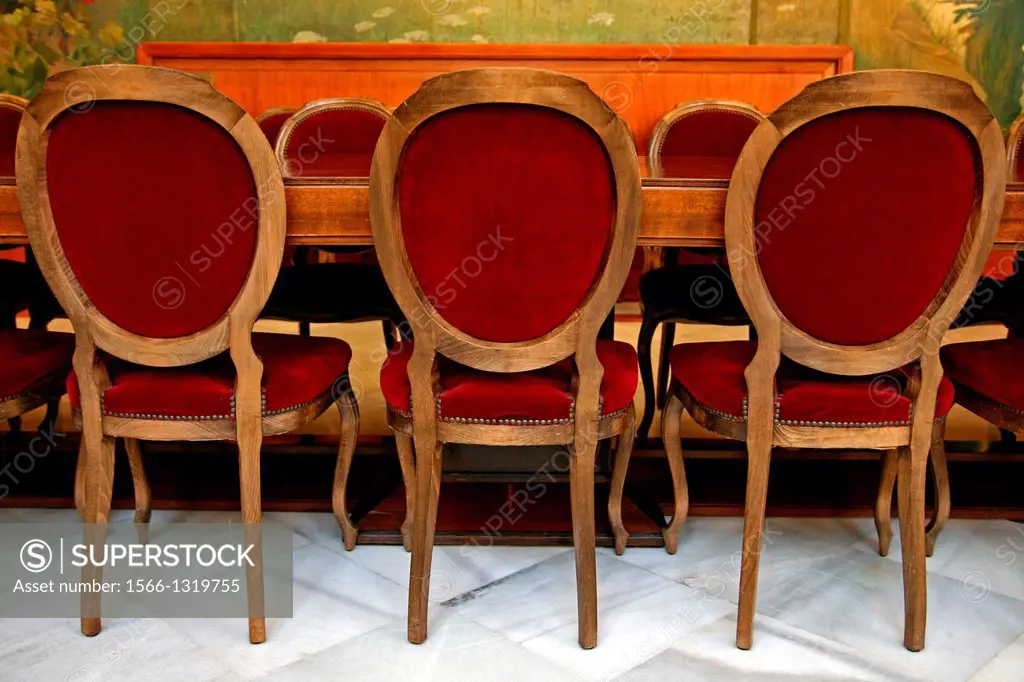 dining chairs, Casa Alegre de Sagrera, modernist house museum, arch. Melcior Viñals, Terrassa, Catalonia, Spain