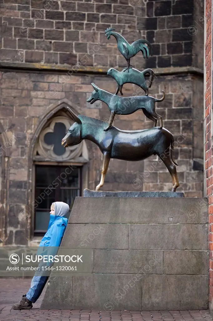 Statue of the Bremen Town Musicians. Bremen, Germany, Europe.