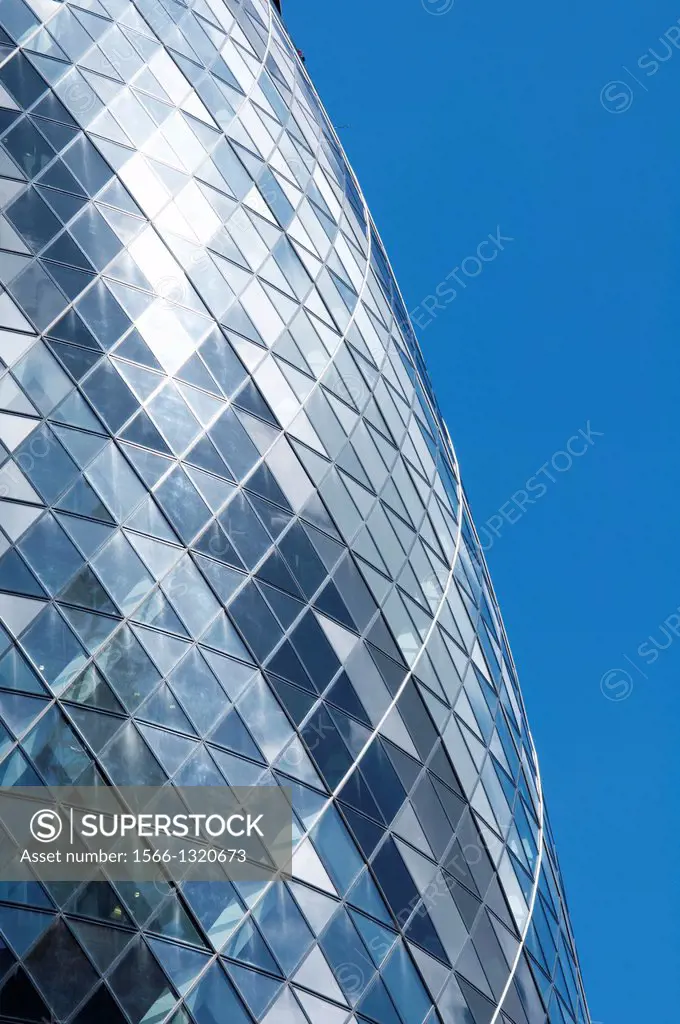 England, London, The Swiss Re Building 'Gherkin', Sir Norman Foster Building.
