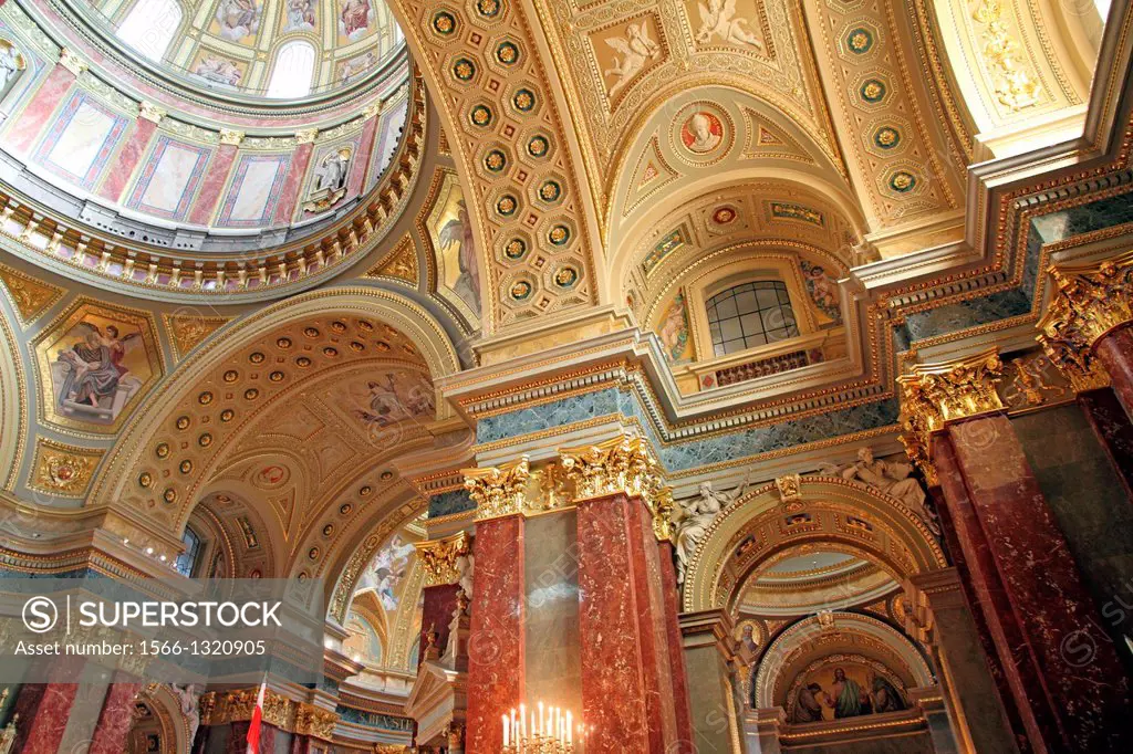 St Stephen's Basilica interior in Budapest, Pest district, Hungary.