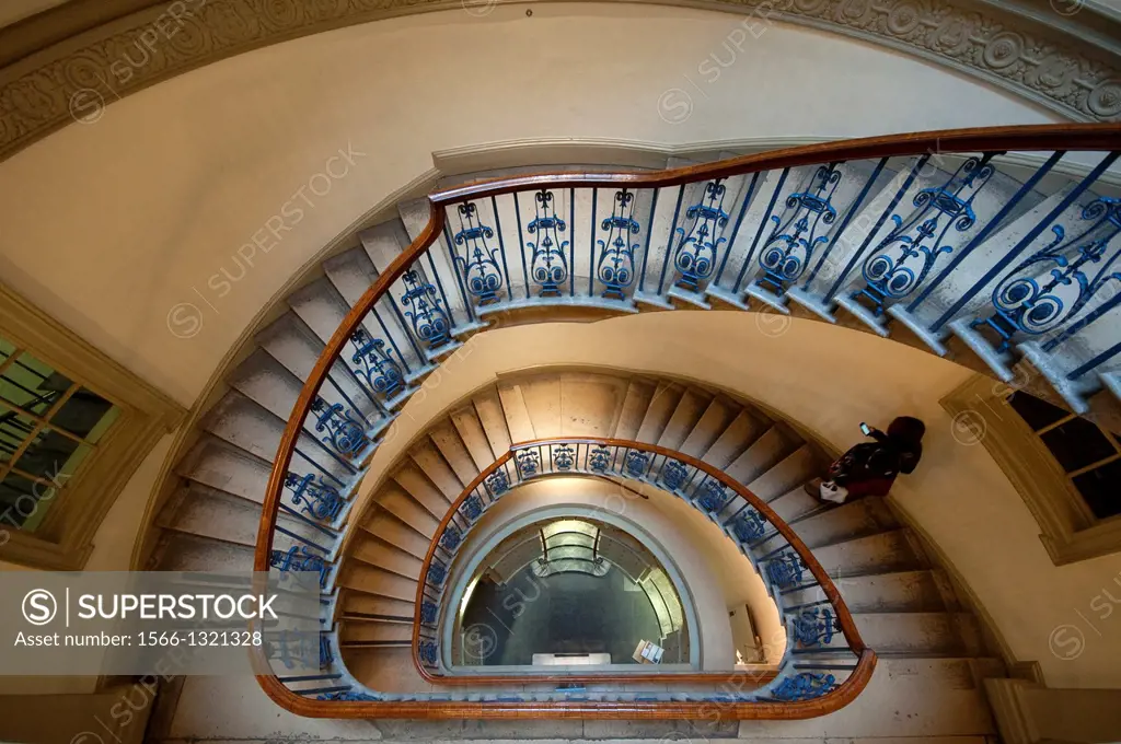 England, London, Somerset House, Stairway in the Courtauld Gallery.