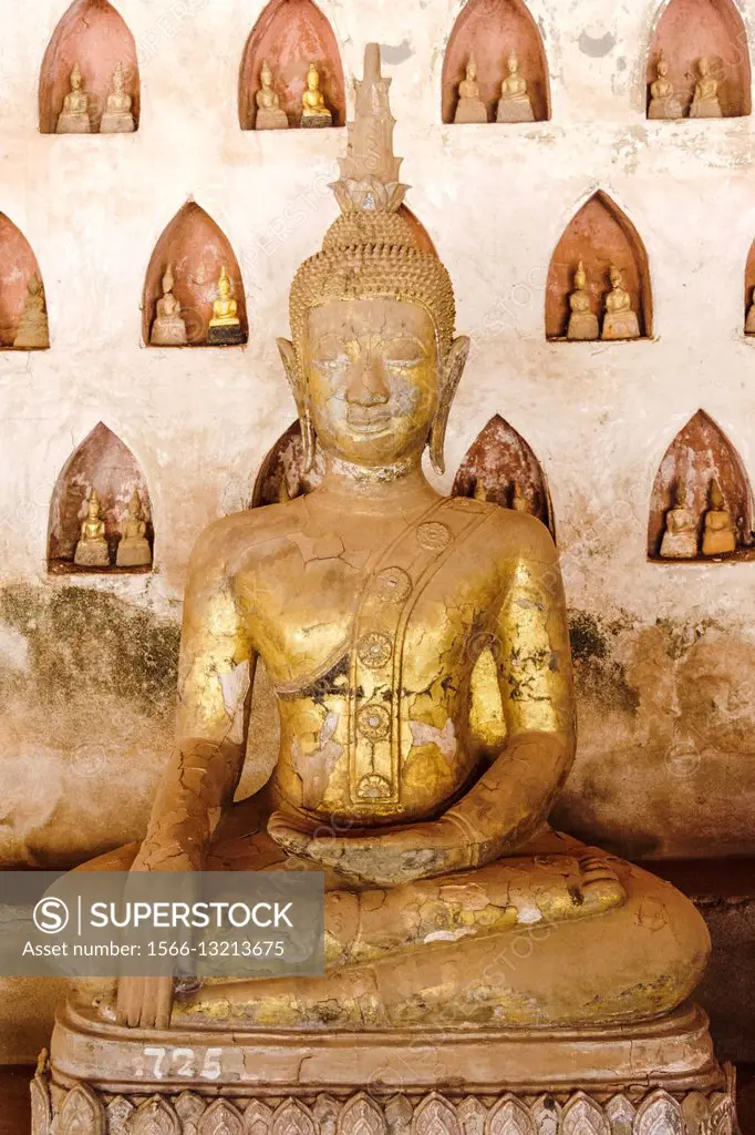 Buddha statue at Wat Si Saket monastery and museum. Vientiane, Laos.