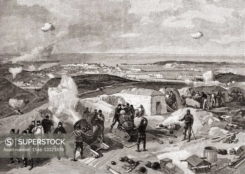 Crimean War, 1853 - 1856. French troops attack the right hand side of the Russian line at the siege of Sebastopol . From The Century Edition of Cassel...