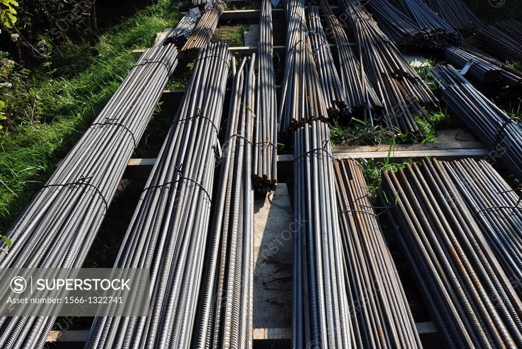 Iron rods at a construction site