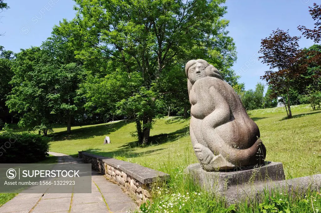 stone sculpture by Indulis Ranka in the Folk Song park, Turaida Museum Reserve, Sigulda, Gauja National Park, Vidzeme Region, Latvia, Baltic region, N...