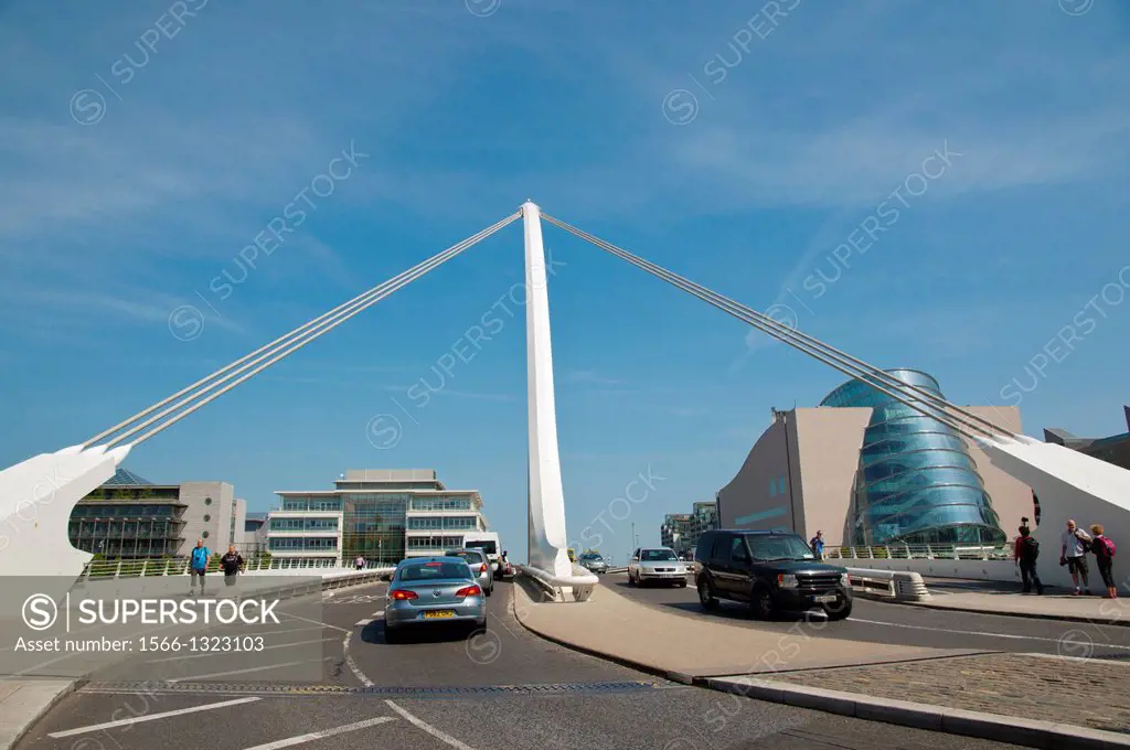 Samuel Beckett bridge (2009) Docklands former harbour area by River Liffey central Dublin Ireland Europe.