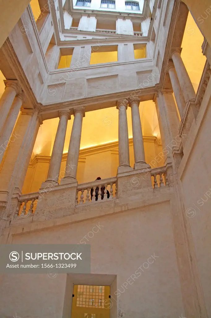 Staircase Barberini Palace, Palazzo Barberini (Galleria Nazionale d'Arte Antica) in Rome, Italy.