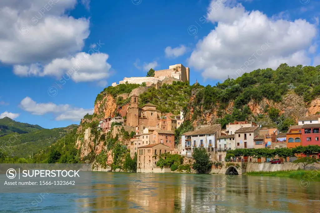 Spain, Catalunya , Tarragona Province , Benifallet Castle, Ebro River.