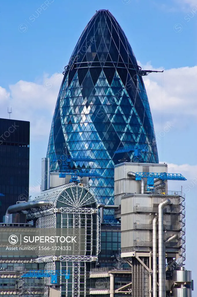 The Gherkin and The Lloyds Building, London, England.
