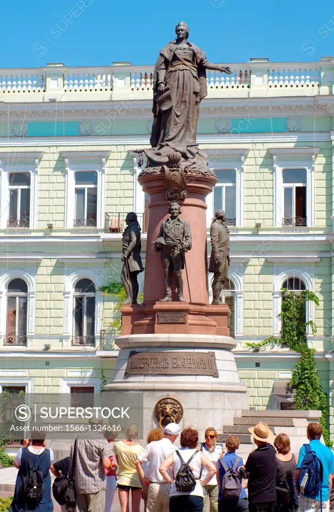 Bronze monument of Catherine the Great, empress of Russia, Odessa, Ukraine, Europe.