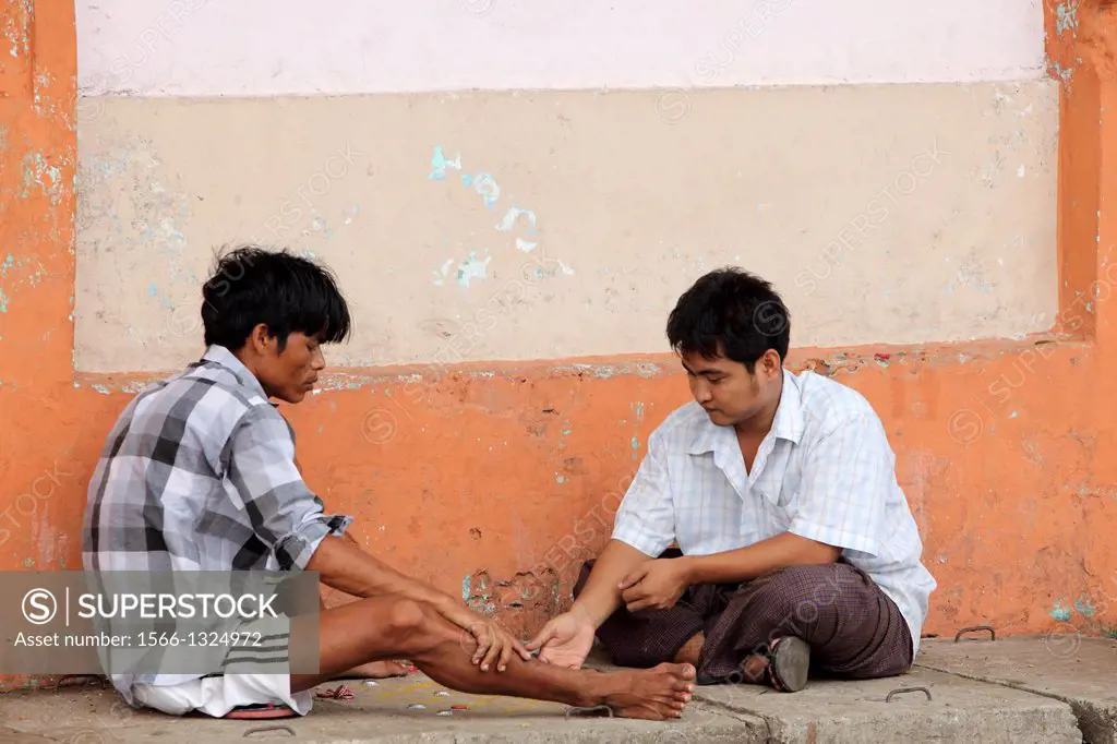 people playing game, yangon, Myanmar, Burma, Asia