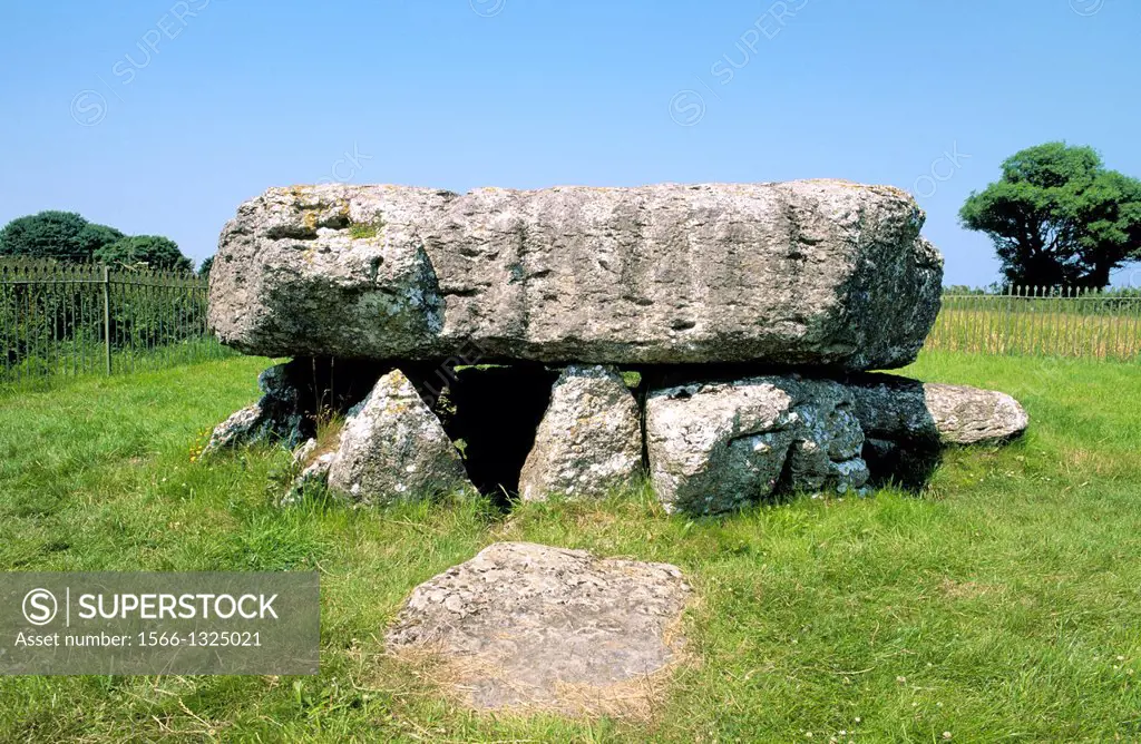 Lligwy prehistoric megalithic Neolithic burial chamber. Anglesey, Wales , UK.