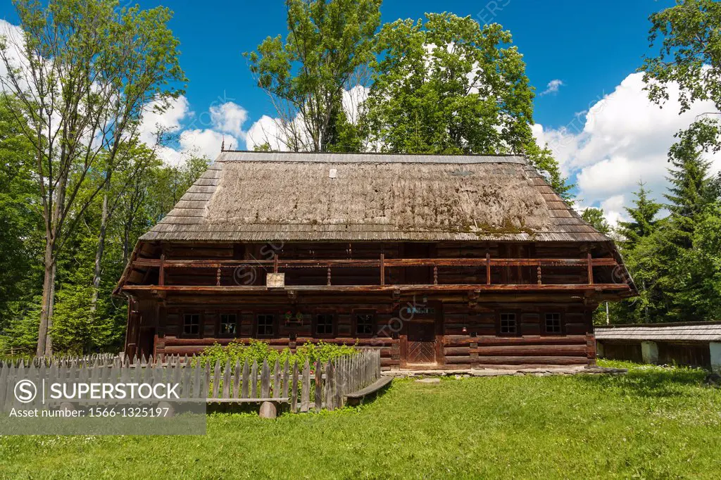 The Dziubek family house in The Orava Ethnographic Park Museum in Zubrzyca Górna, Poland.