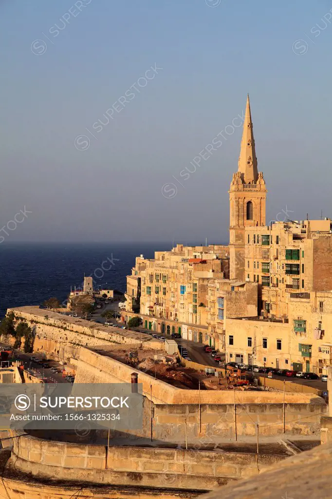 Malta, Valletta, St Paul's Pro-Anglican Cathedral, skyline,.