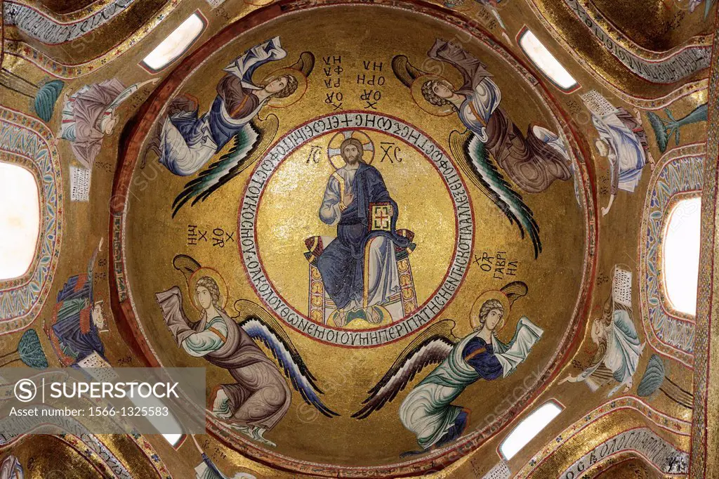 Italy, Sicily, Palermo, La Martorana, church, interior, mosaics,.