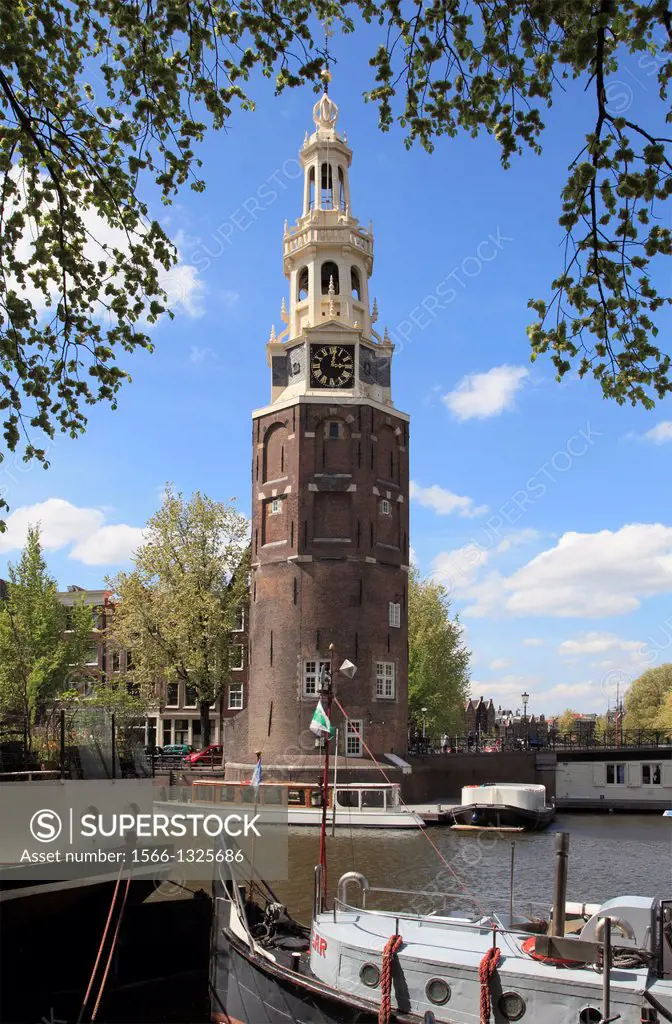 Netherlands, Amsterdam, Oude Schans, Montelbaanstoren,.