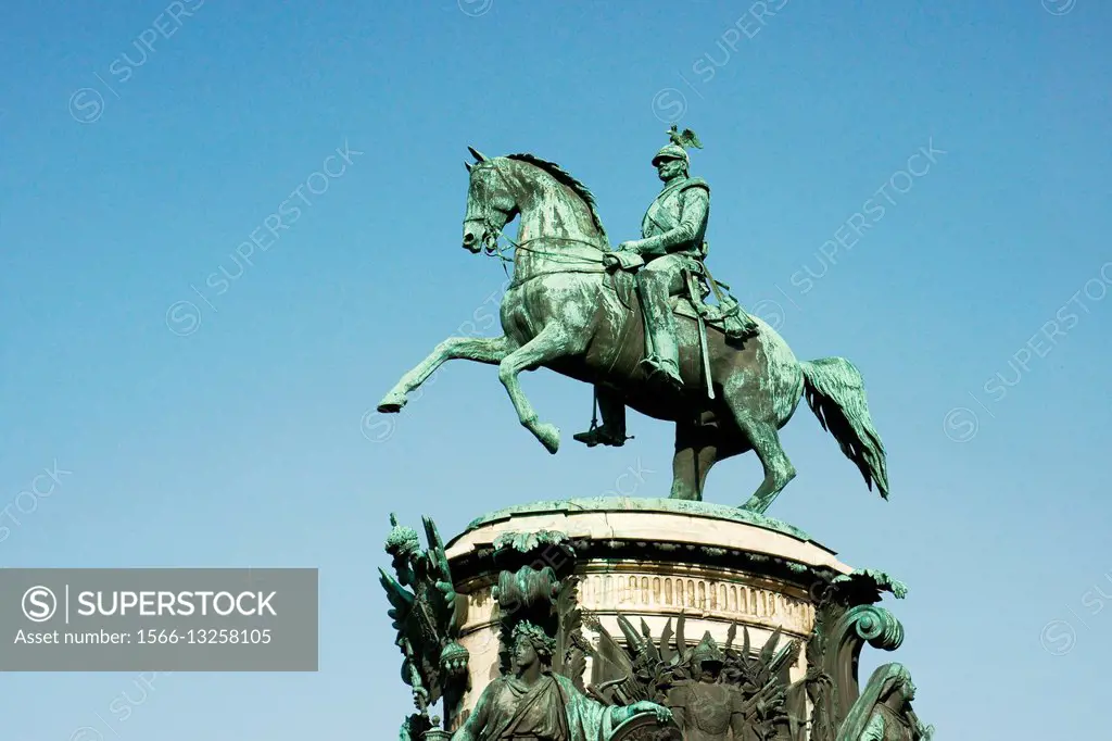Saint Petersburg Russia. Bronze equestrian statue of Nicholas I in St. Isaacs Square in front of St. Isaacs Cathedral.