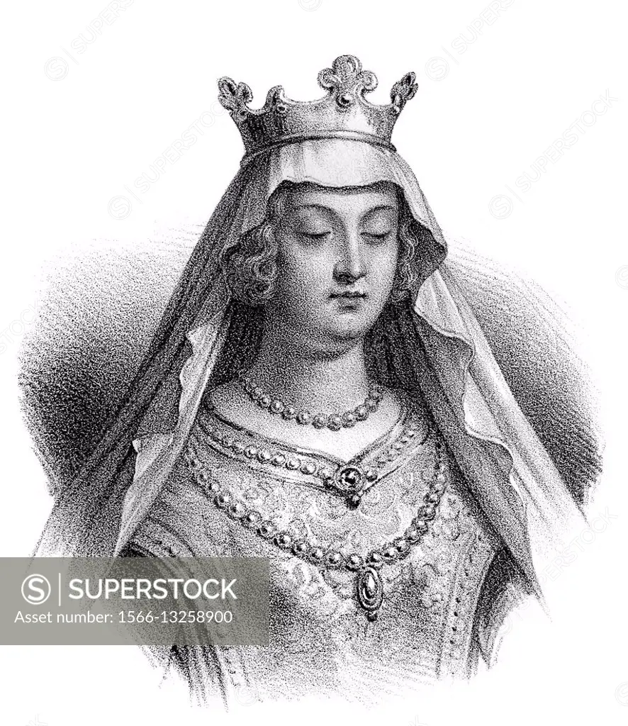 Saint Clotilde, 475-545, also known as Clothilde, Clotilda, Clotild, Rotilde, Chrodechildis, Chlodechildis, the second wife of the Frankish king Clovi...