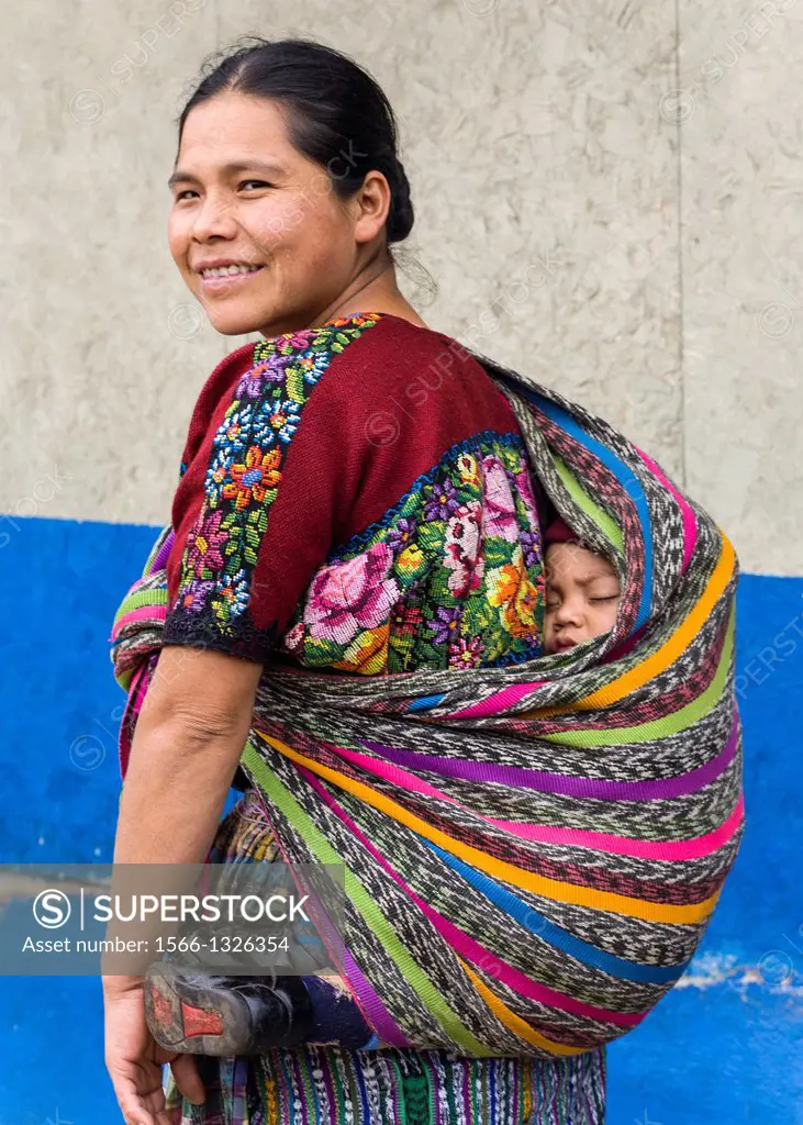 Maya woman with child, Poaquil, Guatemala