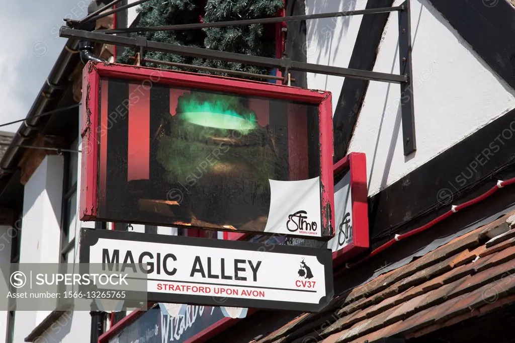 Magic Alley Sign, Henley Street, Stratford Upon Avon, England.