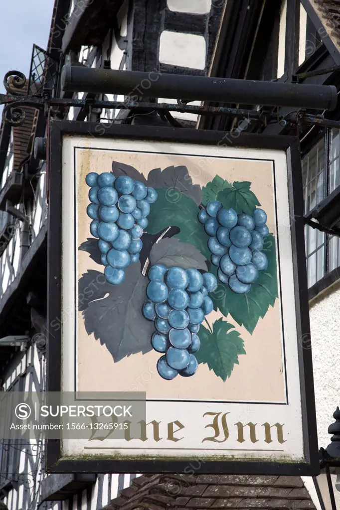 Vine Inn Pub Sign, Warwick, England, UK.