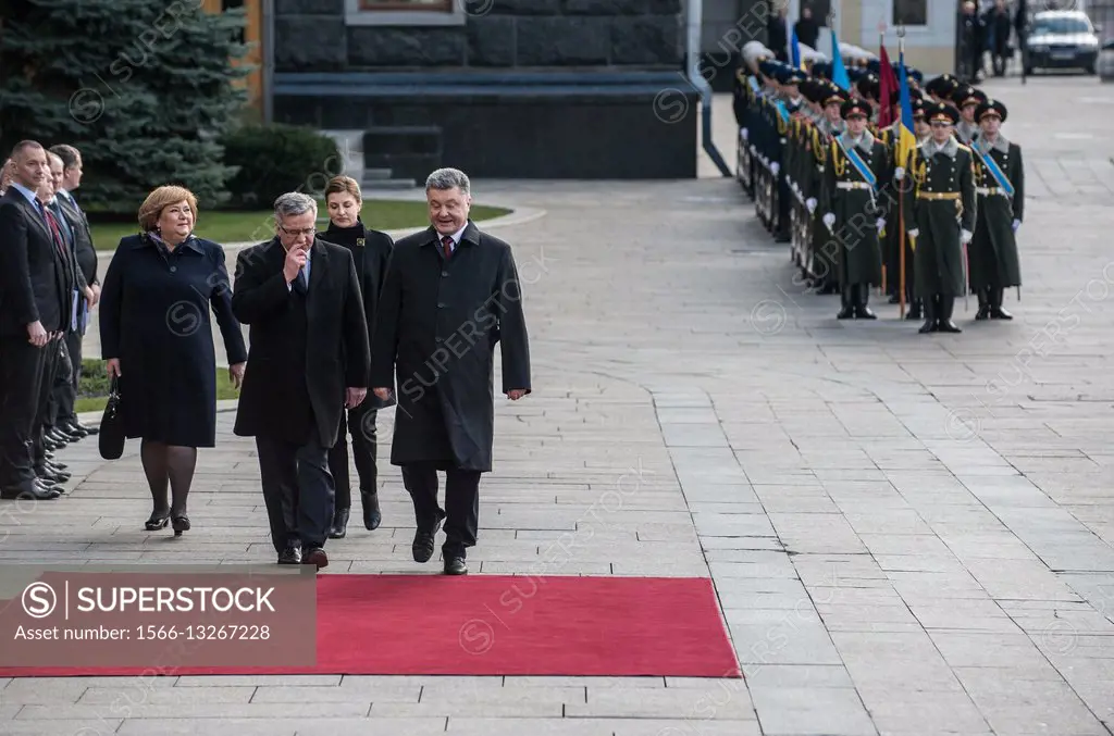 President of Ukraine Petro Poroshenko and Polish president Bronislaw Komorowski, 8th April, 2015 in Kiev, Ukraine.