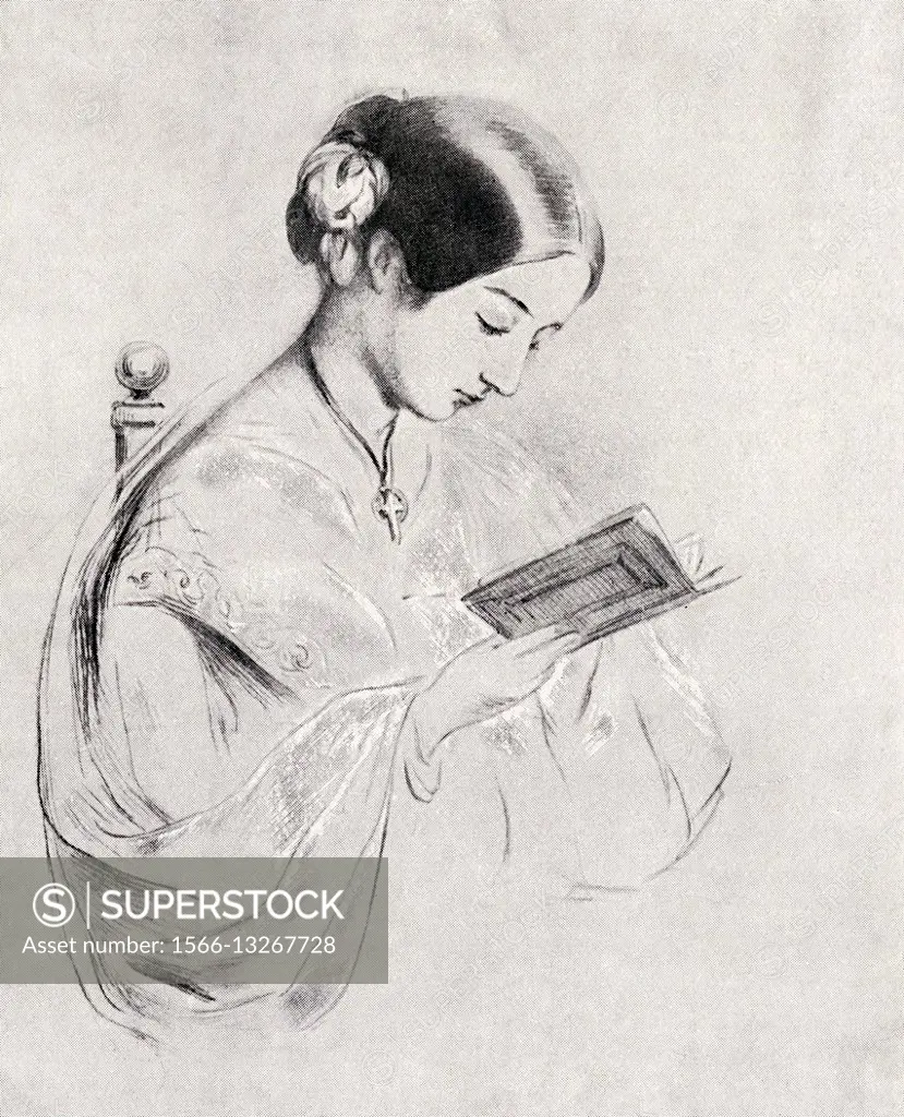 Florence Nightingale, 1820-1910, pioneer of nursing and a reformer of hospital sanitation methods. From the book ""V. R. I. Her Life and Empire"" by T...