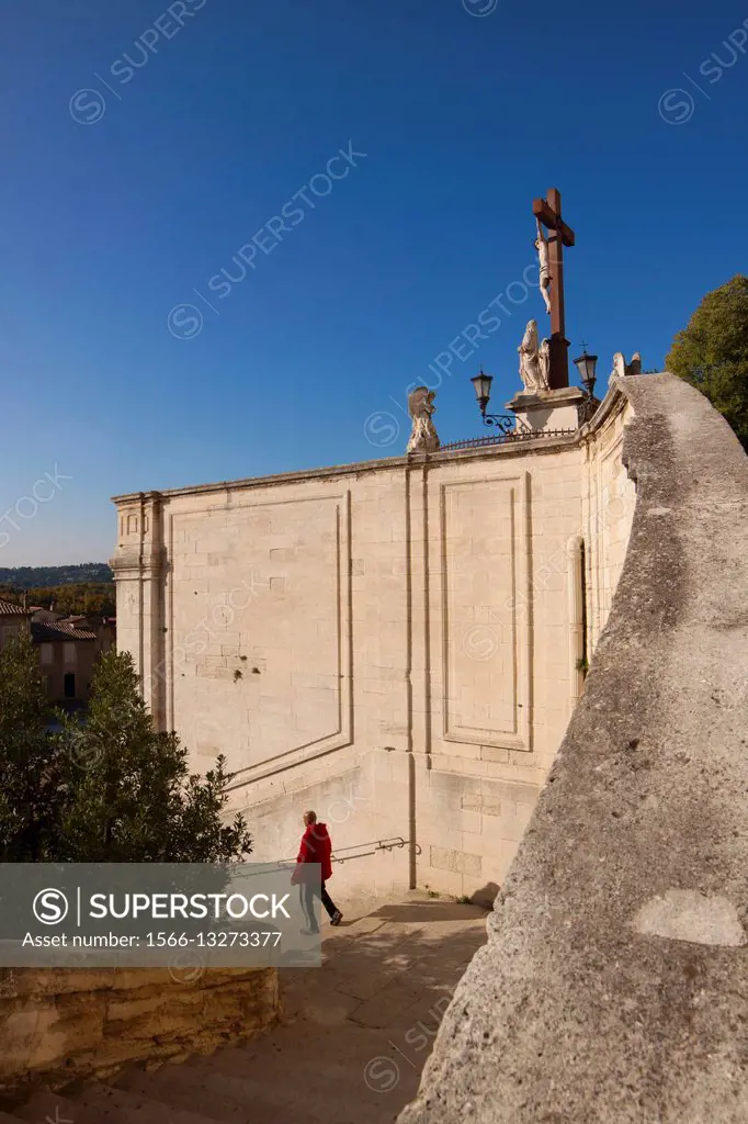 France, Avignon, the wall of the cathedral.